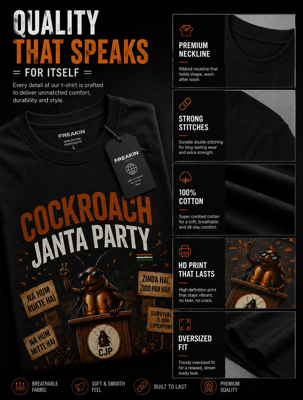 Cockroach Janta Party Oversized T-Shirt