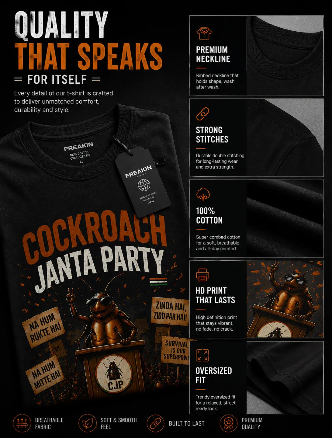 Cockroach Janta Party Oversized T-Shirt