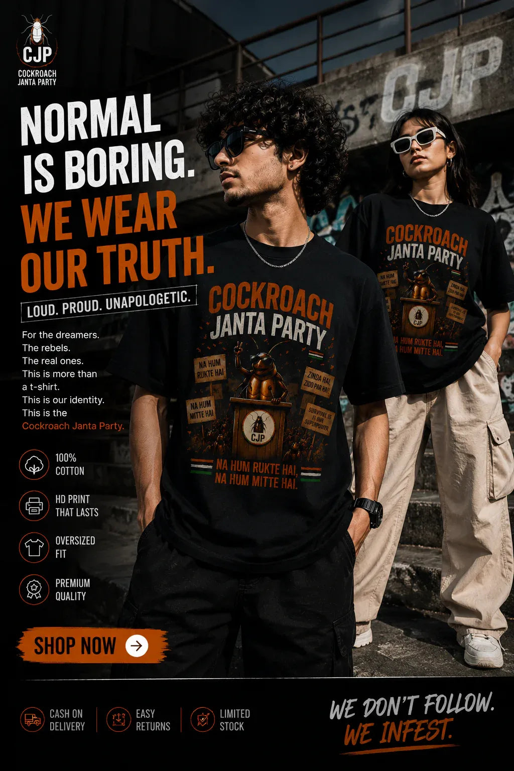 Cockroach Janta Party Oversized T-Shirt