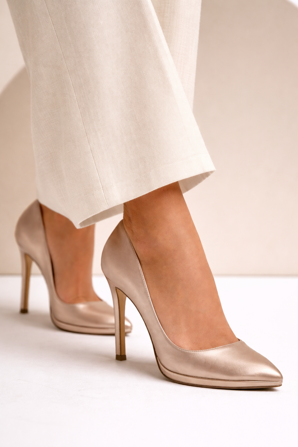 Champagne Satin Heels – Timeless Glamour
